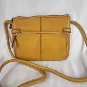 Tignanello Leather Handbag Purse Mustard Yellow Gold Bag Boho Classy